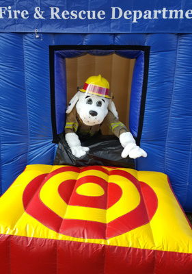 Rescue Dog on Inflatable Fire House Landing Pad